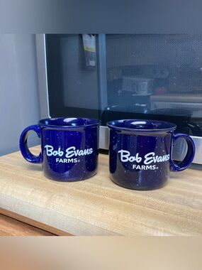 NWT Bob Evans Blue Navy Campfire Mugs NWT